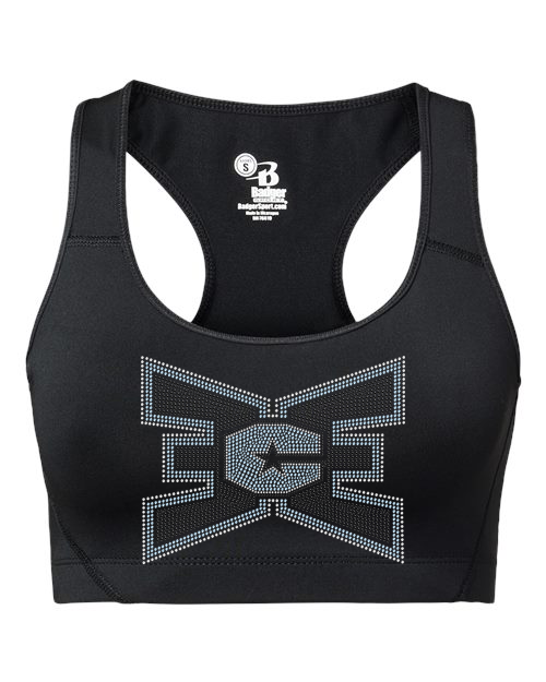 Rhinestones ECE 2-color Black and lt. sapphire Girls' Sports Bra