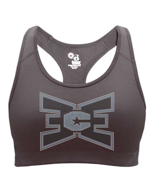 Rhinestones ECE 2-color Black and lt. sapphire Girls' Sports Bra