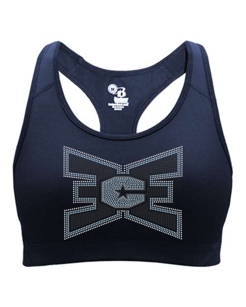 Rhinestones ECE 2-color Black and lt. sapphire Girls' Sports Bra