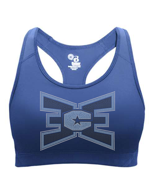 Rhinestones ECE 2-color Black and lt. sapphire Girls' Sports Bra