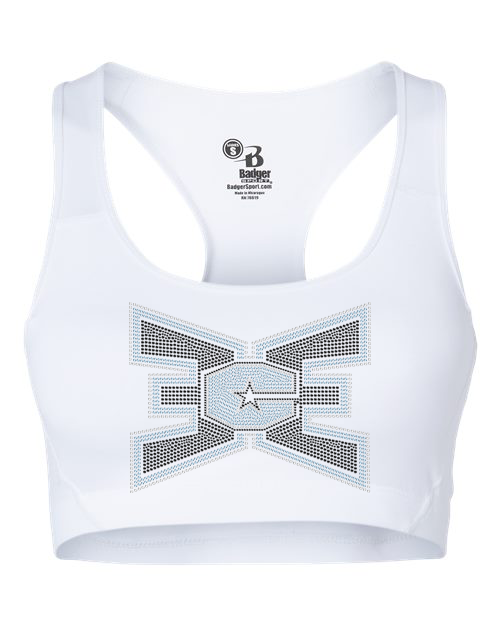 Rhinestones ECE 2-color Black and lt. sapphire Girls' Sports Bra