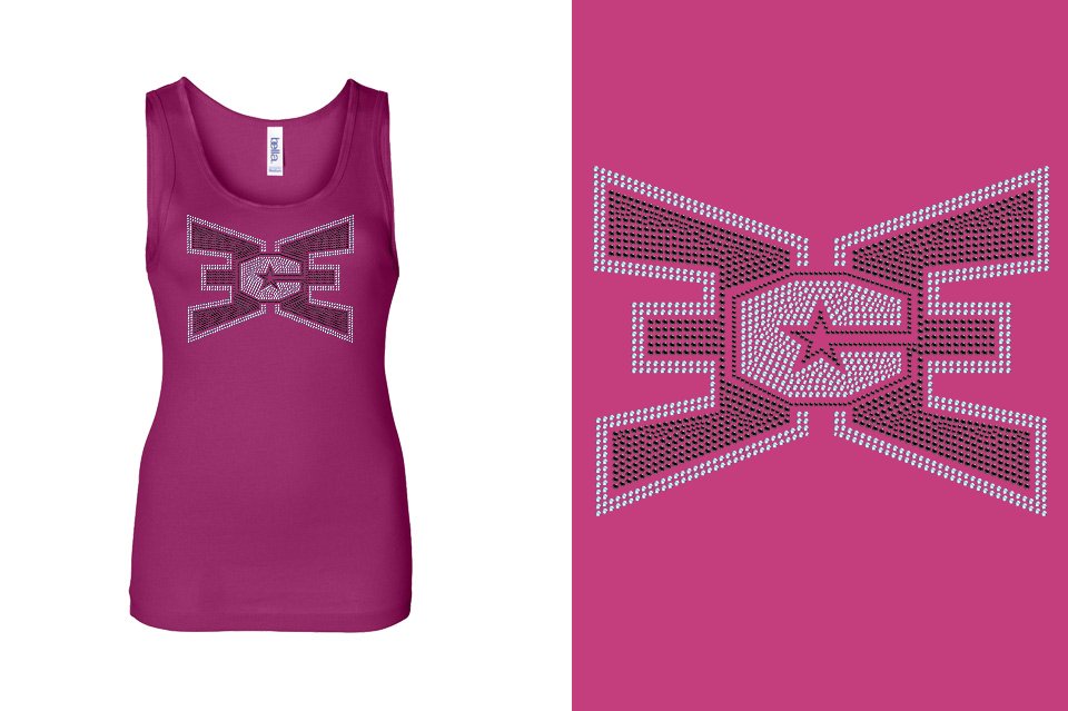 Rhinestones ECE 2-color Black and lt. sapphire Youth Tank