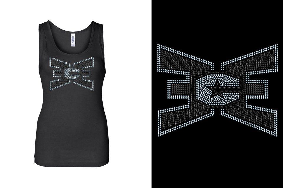 Rhinestones ECE 2-color Black and lt. sapphire Youth Tank
