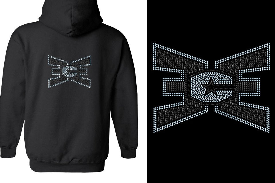 Rhinestones ECE 2-color Black and lt. sapphire Unisex Zip Hoodie