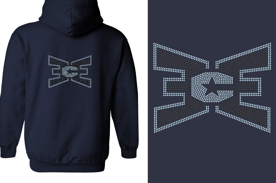 Rhinestones ECE 2-color Black and lt. sapphire Unisex Zip Hoodie