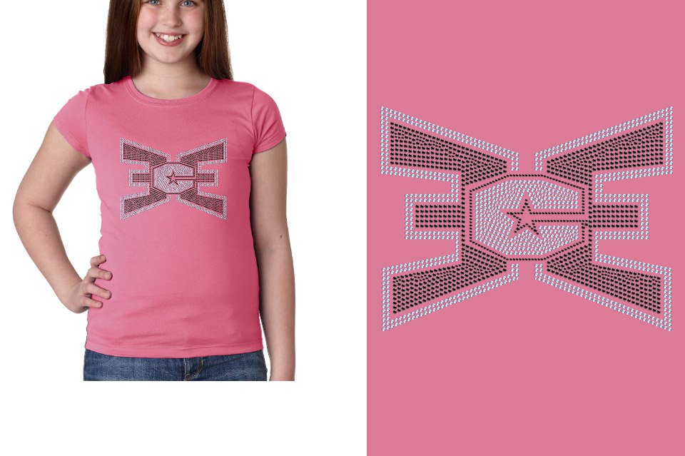 Rhinestones ECE 2-color Black and lt. sapphire Youth Girls' Princess T-Shirt