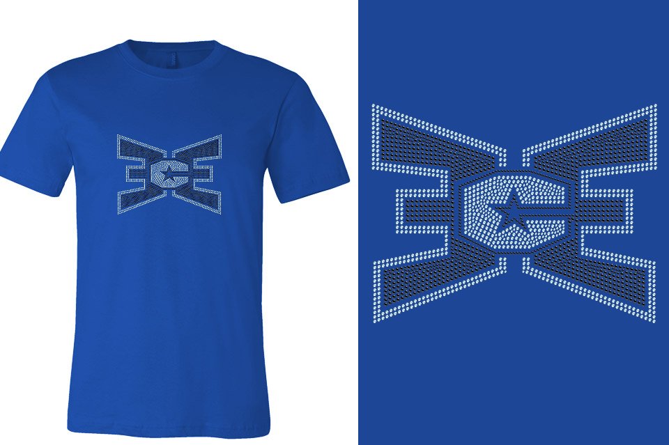 Rhinestones ECE 2-color Black and lt. sapphire Unisex T-shirt